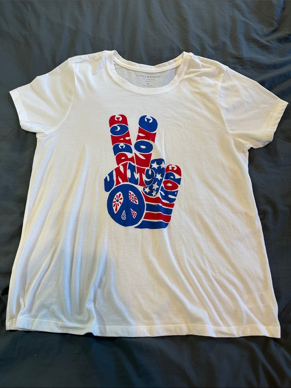 Lucky Brand Love Peace Unity Graphic Tee (1X)